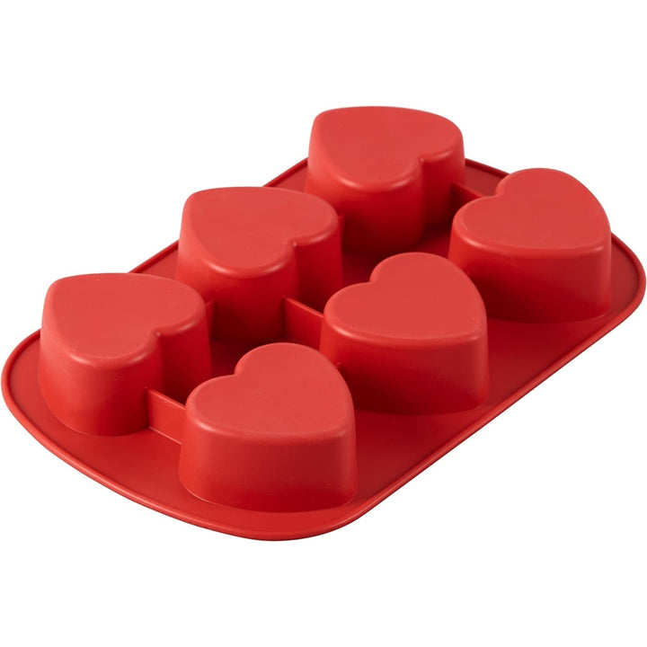 Wilton 6-Cavity Silicone Mold for Heart Shaped Cookies and CandyRed Image 2