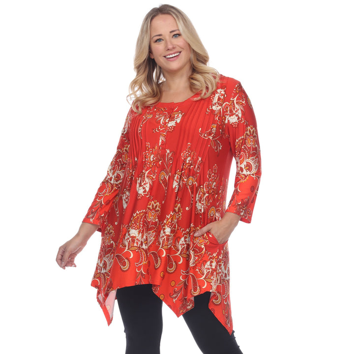 White Mark Women s Paisley Scoop Neck Tunic Top with Pockets Image 4