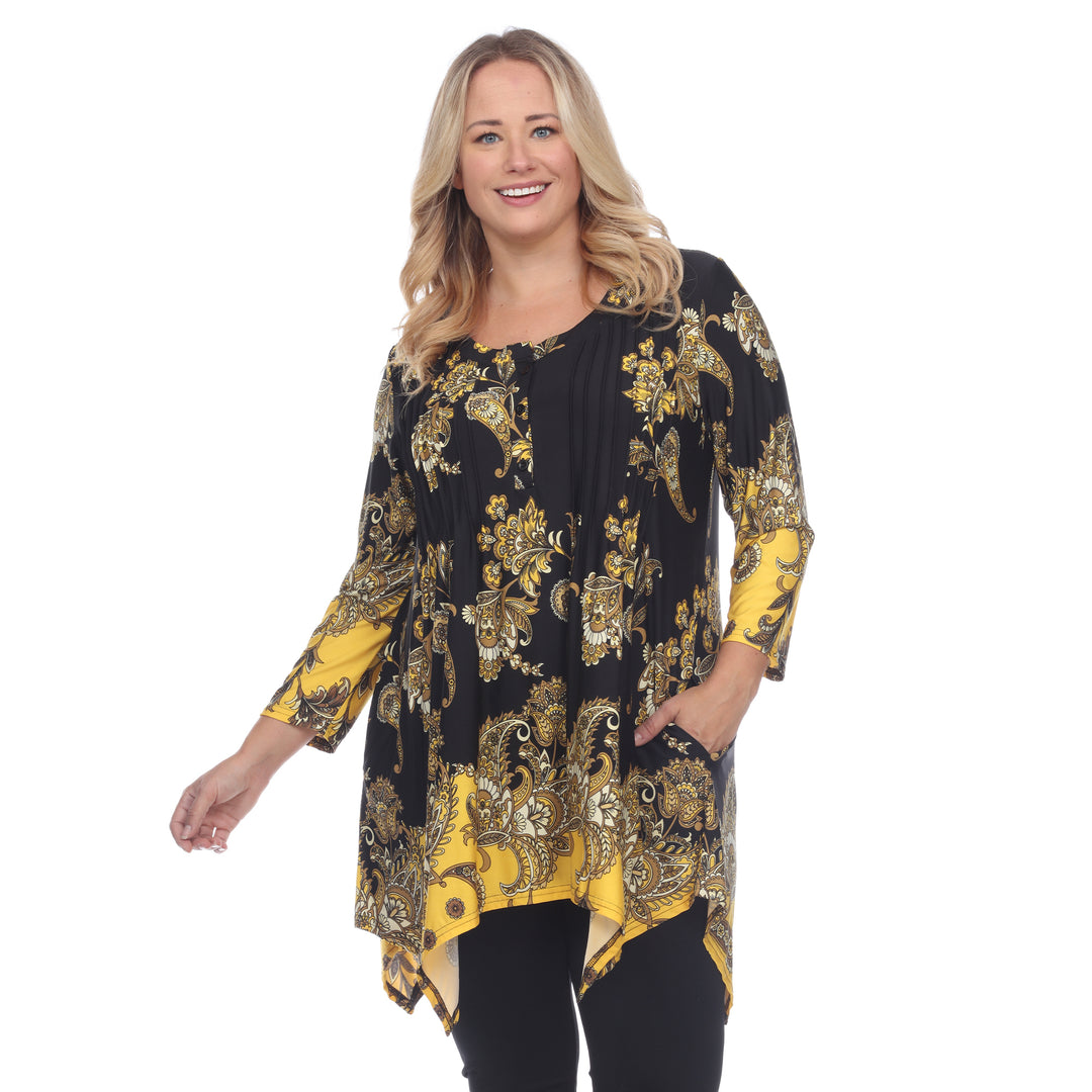 White Mark Women s Paisley Scoop Neck Tunic Top with Pockets Image 7