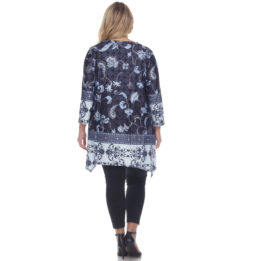 White Mark Womens Victorian Print Tunic Top with Pockets Image 4