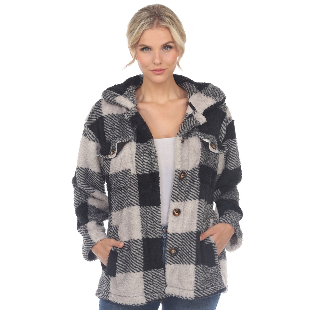 White Mark Womens Plaid Shacket 100% Polyester Lightweight Warm Size S-3X Image 1