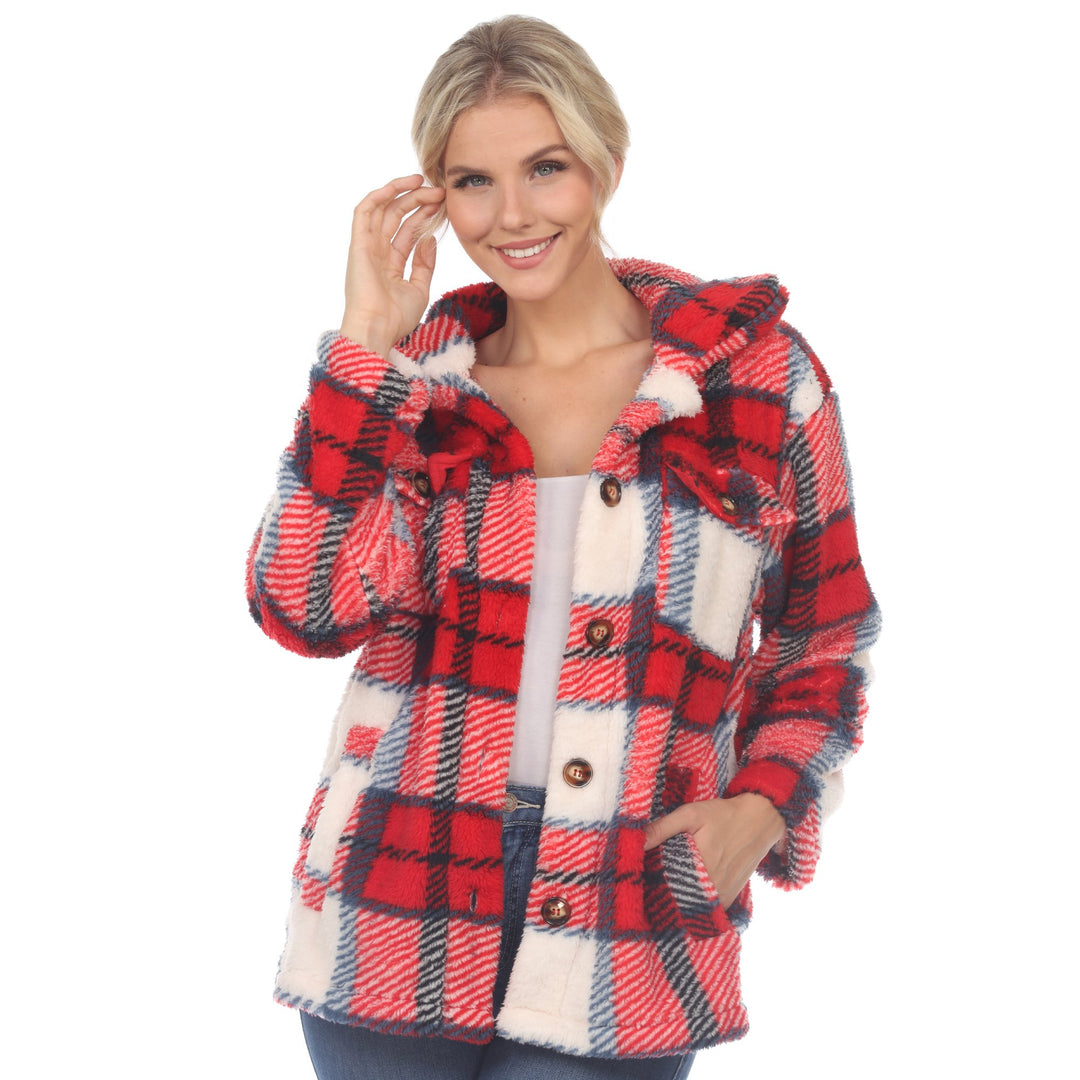 White Mark Womens Plaid Shacket 100% Polyester Lightweight Warm Size S-3X Image 4