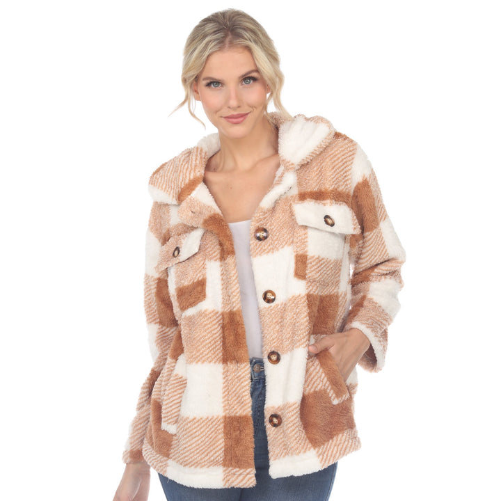 White Mark Womens Plaid Shacket 100% Polyester Lightweight Warm Size S-3X Image 7