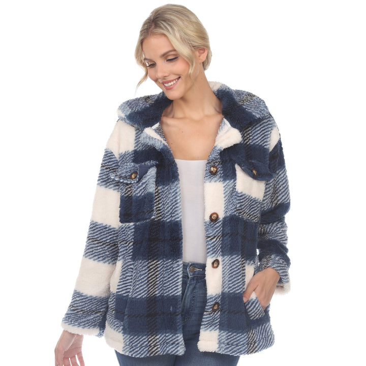 White Mark Womens Plaid Shacket 100% Polyester Lightweight Warm Size S-3X Image 1