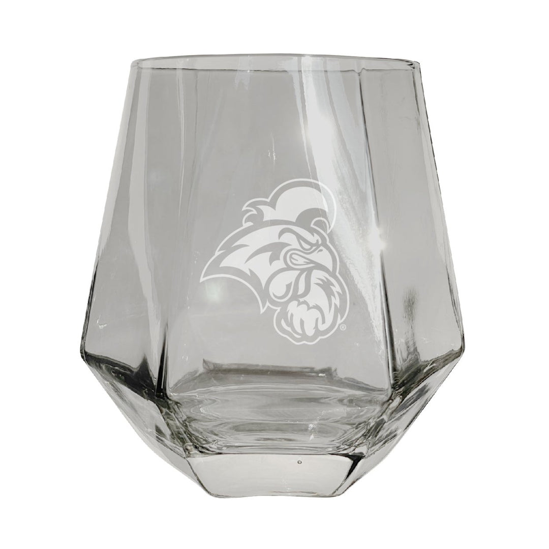 Coastal Carolina University Etched Diamond Cut Stemless 10 ounce Wine Glass Clear Image 1