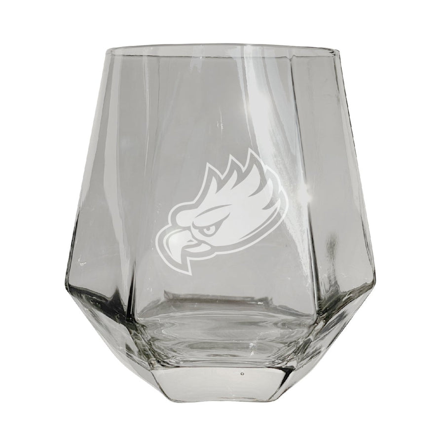 Florida Gulf Coast Eagles Etched Diamond Cut Stemless 10 ounce Wine Glass Clear Image 1