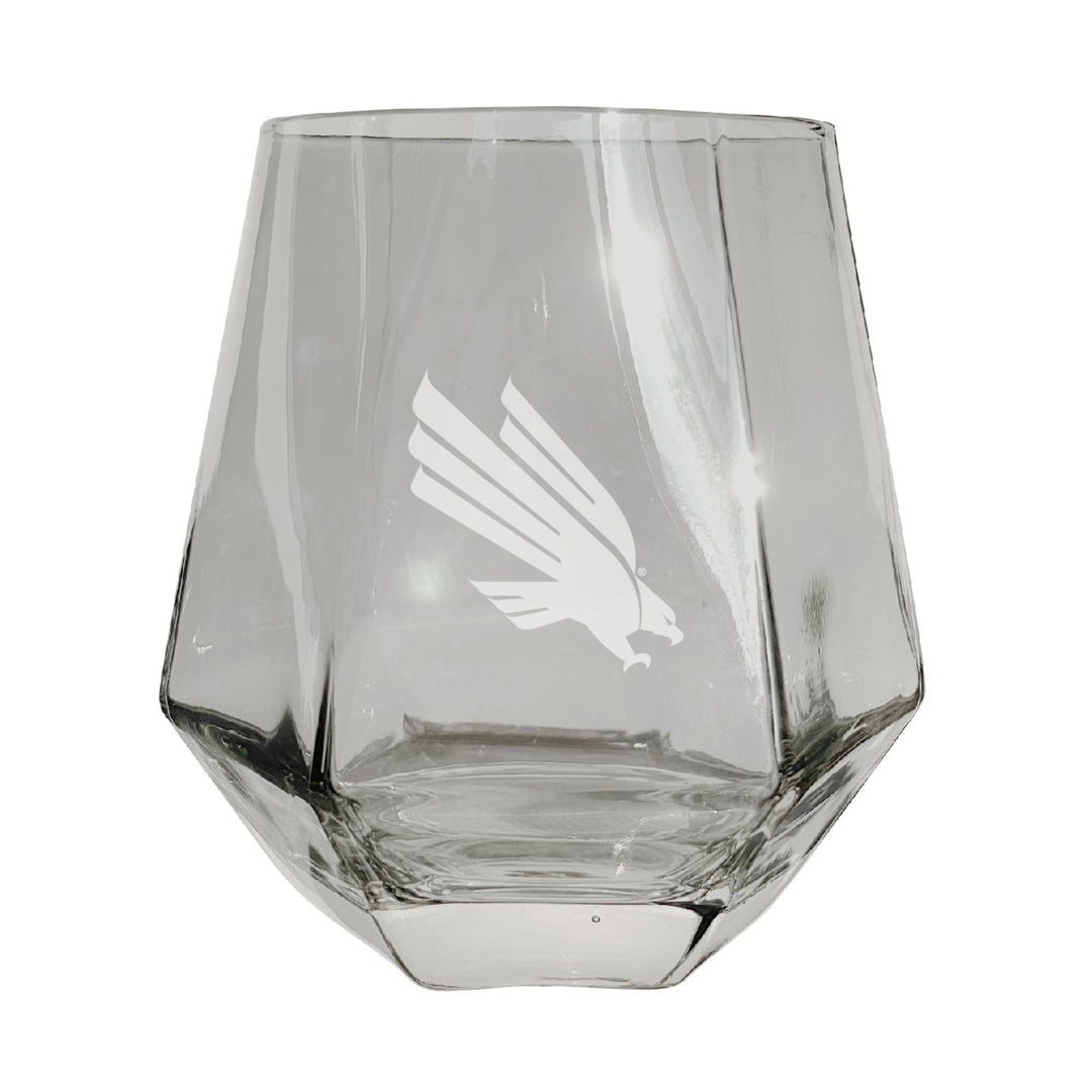 North Texas Etched Diamond Cut Stemless 10 ounce Wine Glass Clear Image 1