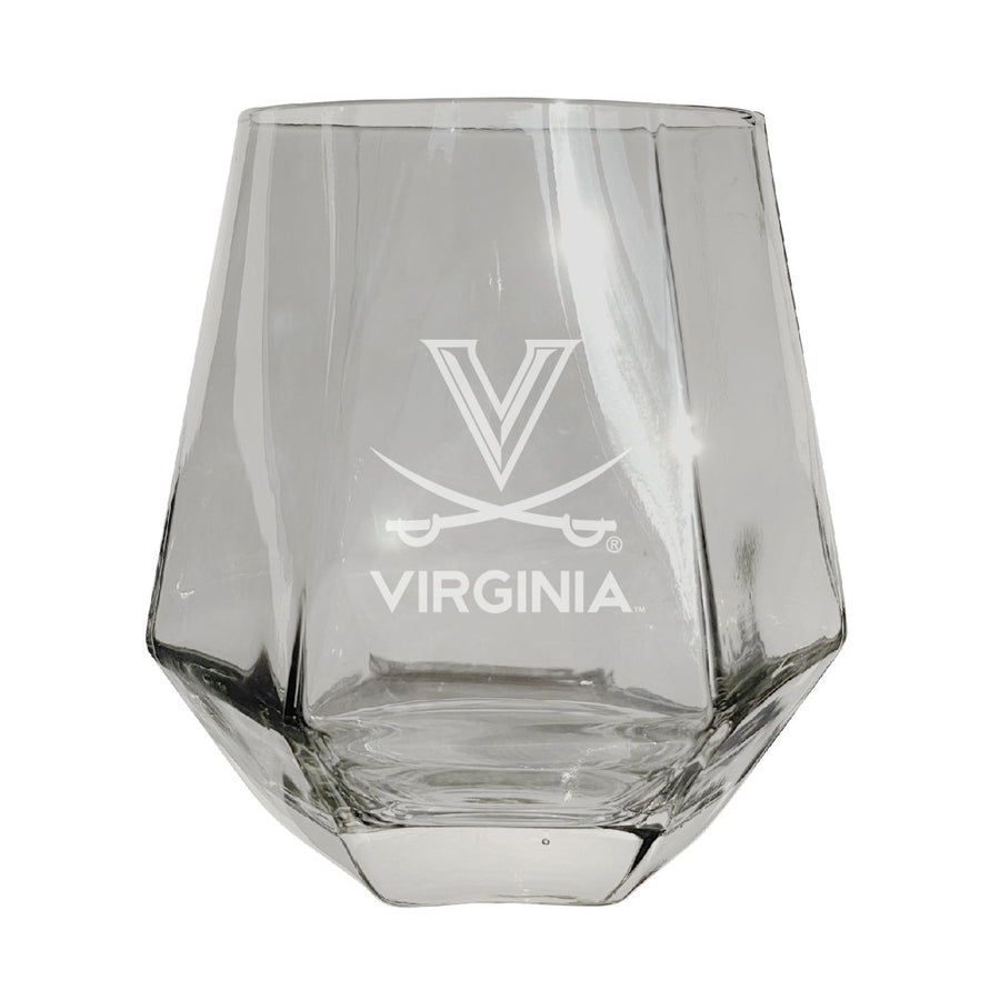 Virginia Cavaliers Tigers Etched Diamond Cut 10 oz Stemless Wine Glass - NCAA Licensed Image 1