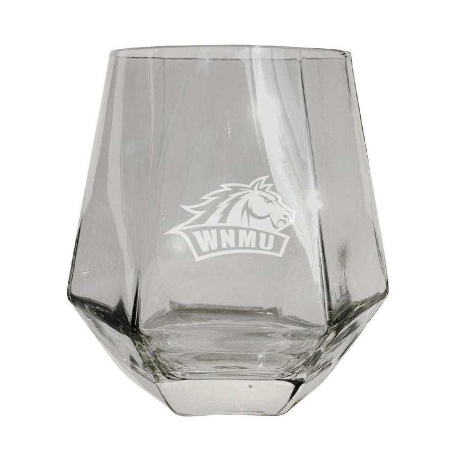 Western Mexico University Tigers Etched Diamond Cut 10 oz Stemless Wine Glass - NCAA Licensed Image 1