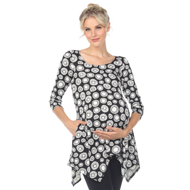 White Mark Maternity Tunic Top Printed Geometric Circle 95% Polyester Plus Size Image 1