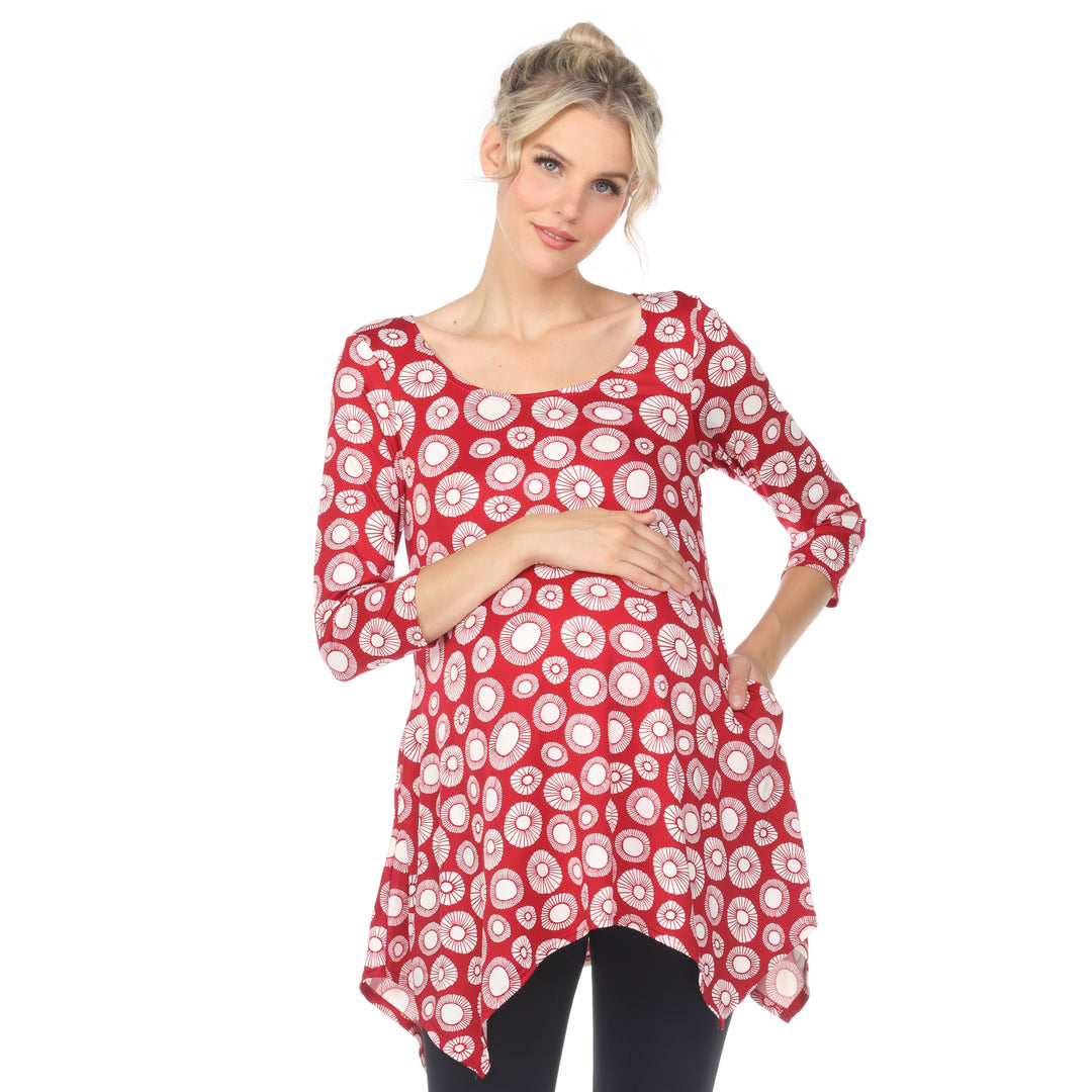 White Mark Maternity Tunic Top Printed Geometric Circle 95% Polyester Plus Size Image 7