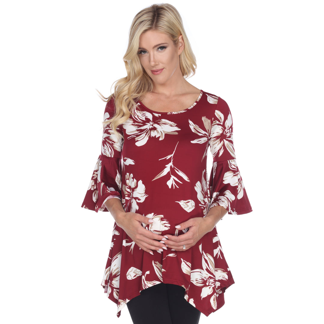 White Mark Maternity Floral Print Tunic Top with Pockets Quarter Sleeve Size 4-20 Image 3