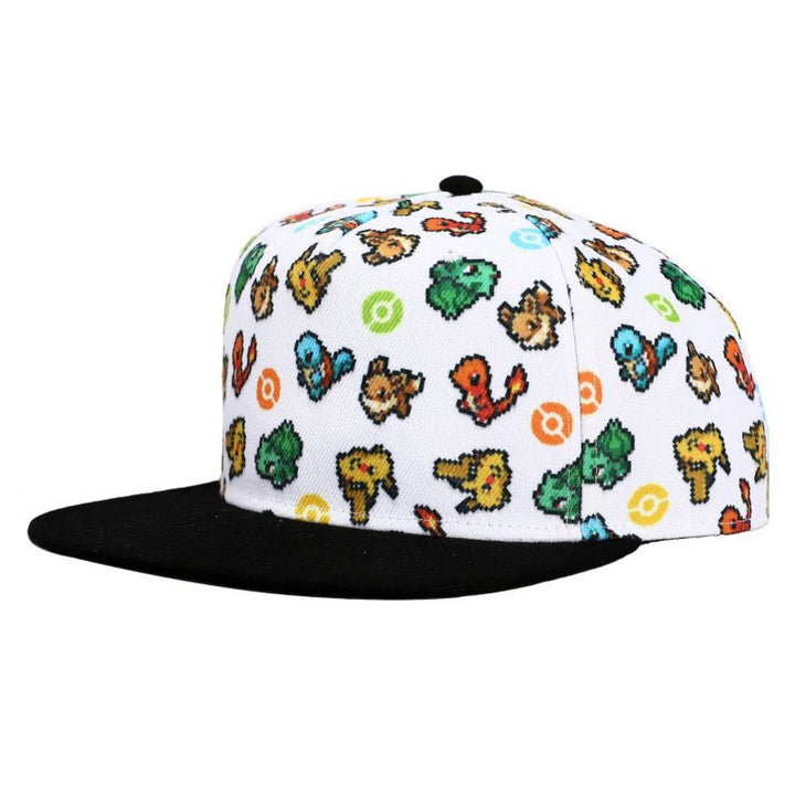 Pokemon Starter Sprites Flat Bill Snapback Hat Image 1