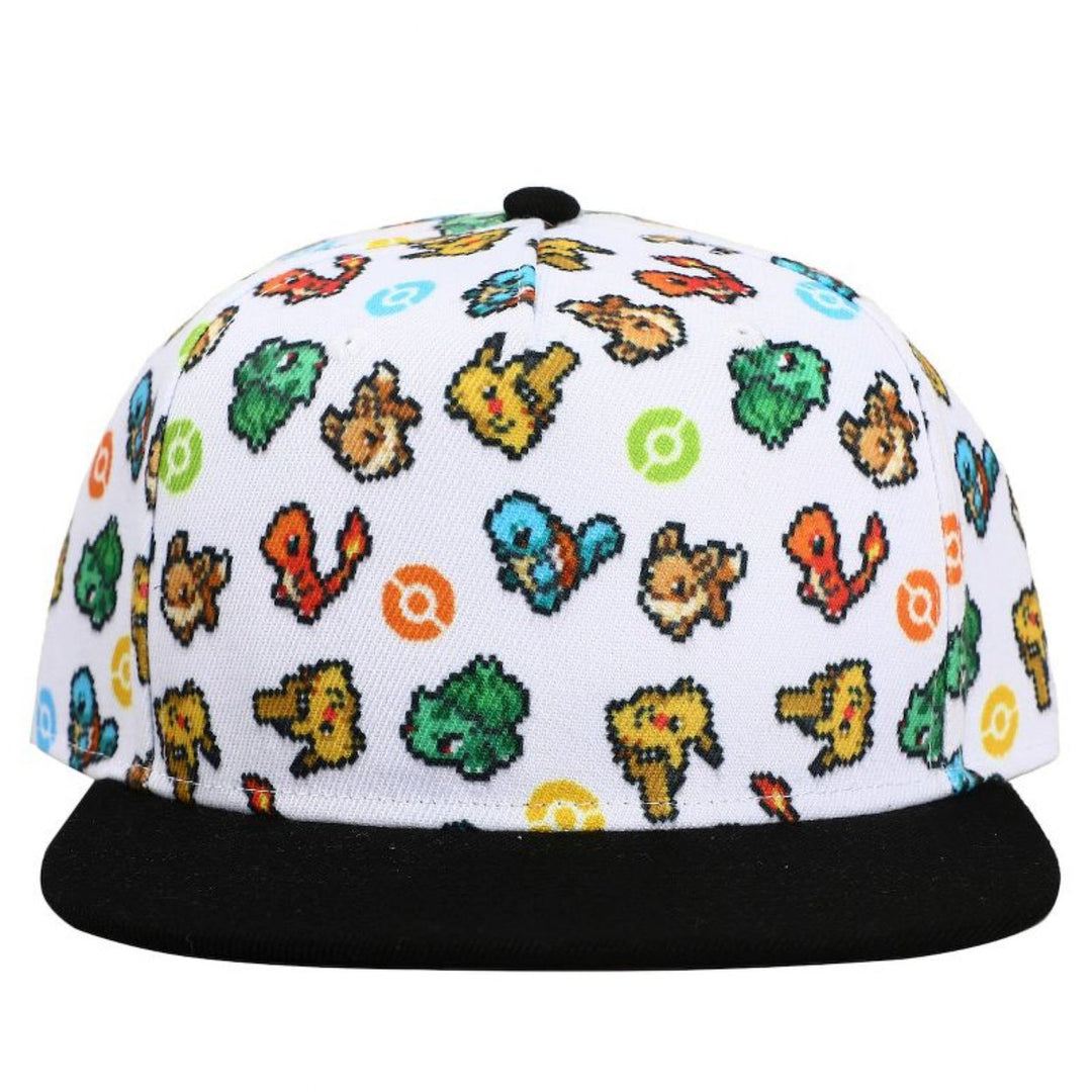 Pokemon Starter Sprites Flat Bill Snapback Hat Image 2