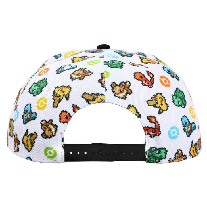 Pokemon Starter Sprites Flat Bill Snapback Hat Image 4