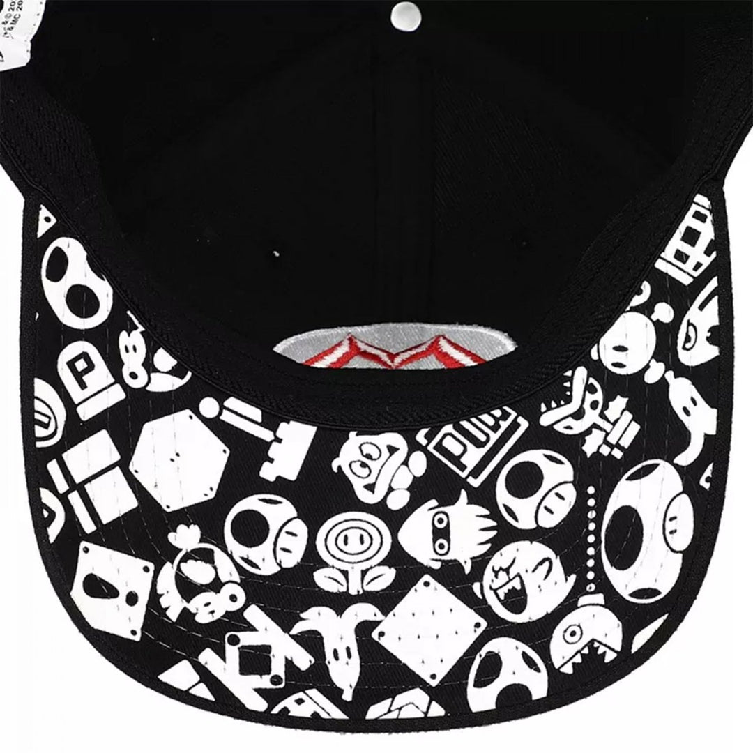 Super Mario Embroidered Symbol Pre-Curved Bill Snapback Hat Image 6