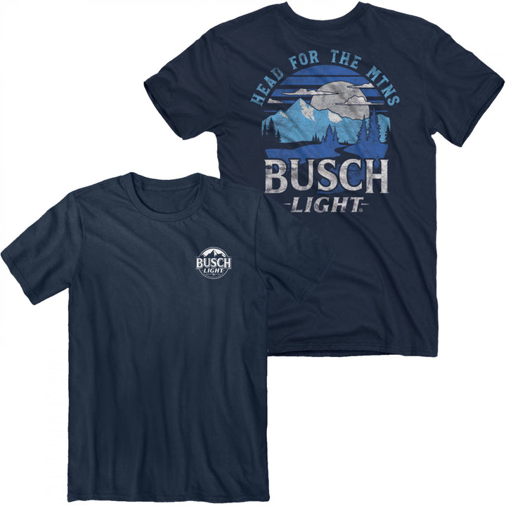 Busch Light Head For The MTNS Front and Back Print T-Shirt Image 1