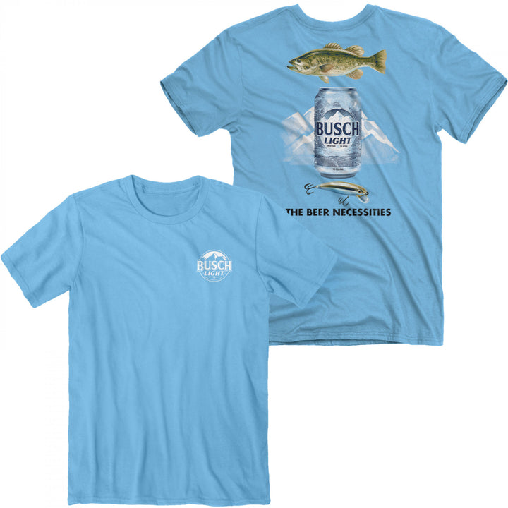 Busch Light Fishing The Beer Necessities Front and Back Print T-Shirt Image 1