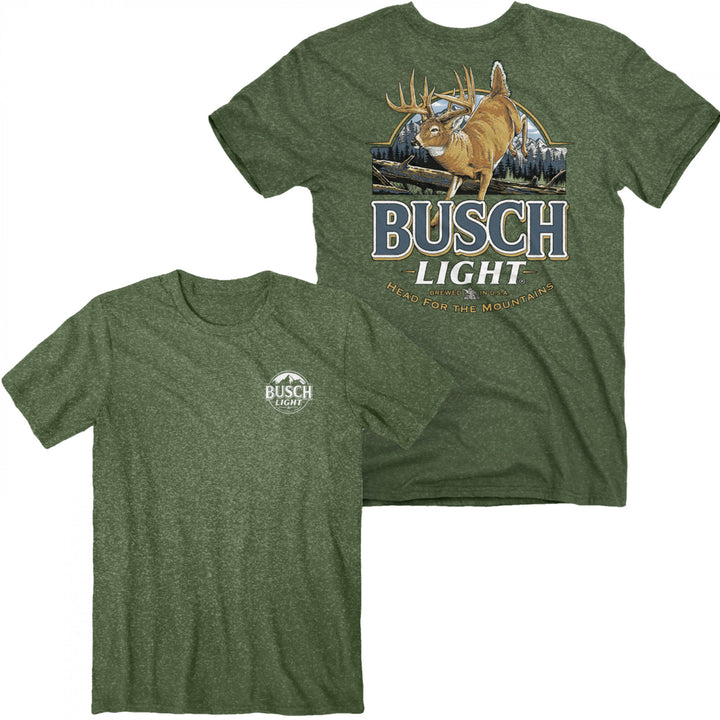 Busch Light Deer Label Front and Back Print T-Shirt Image 1