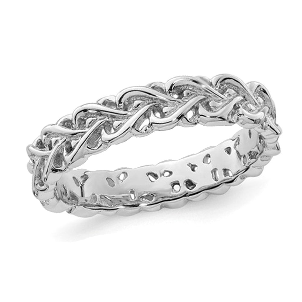 Polished Sterling Silver Intertwined Heart Ring Band (4.5mm) Image 1