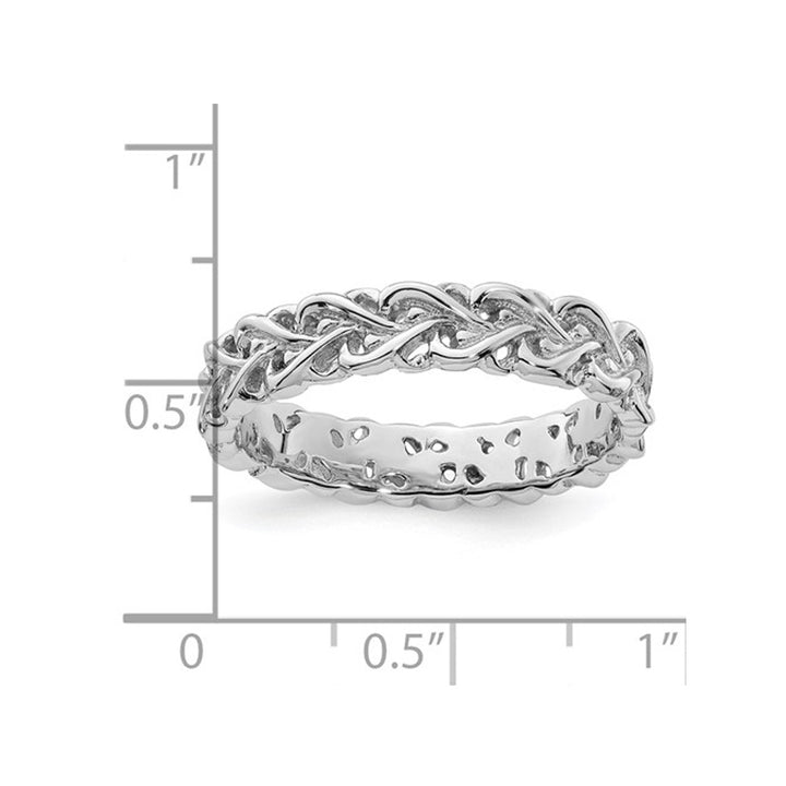 Polished Sterling Silver Intertwined Heart Ring Band (4.5mm) Image 3