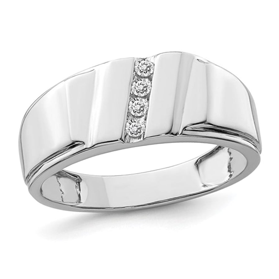 Mens 1/10 Carat (ctw) Diamond Ring in Sterling Silver Image 1