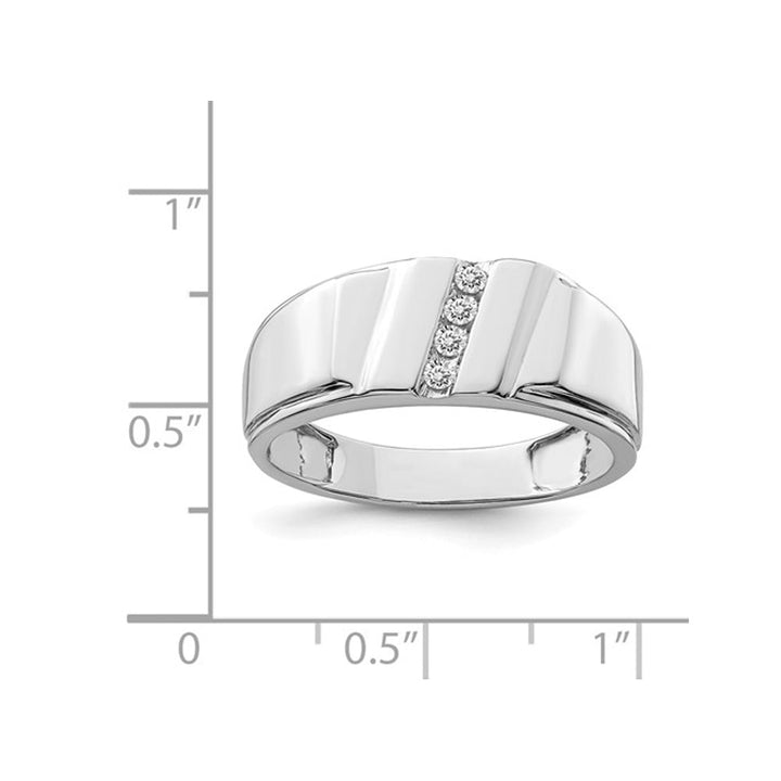 Mens 1/10 Carat (ctw) Diamond Ring in Sterling Silver Image 3