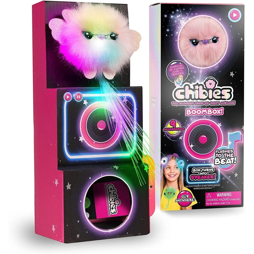 Chibies Boom Box Mysty Pink Mouse Interactive with Music Glows Lights WOW! Stuff Image 1