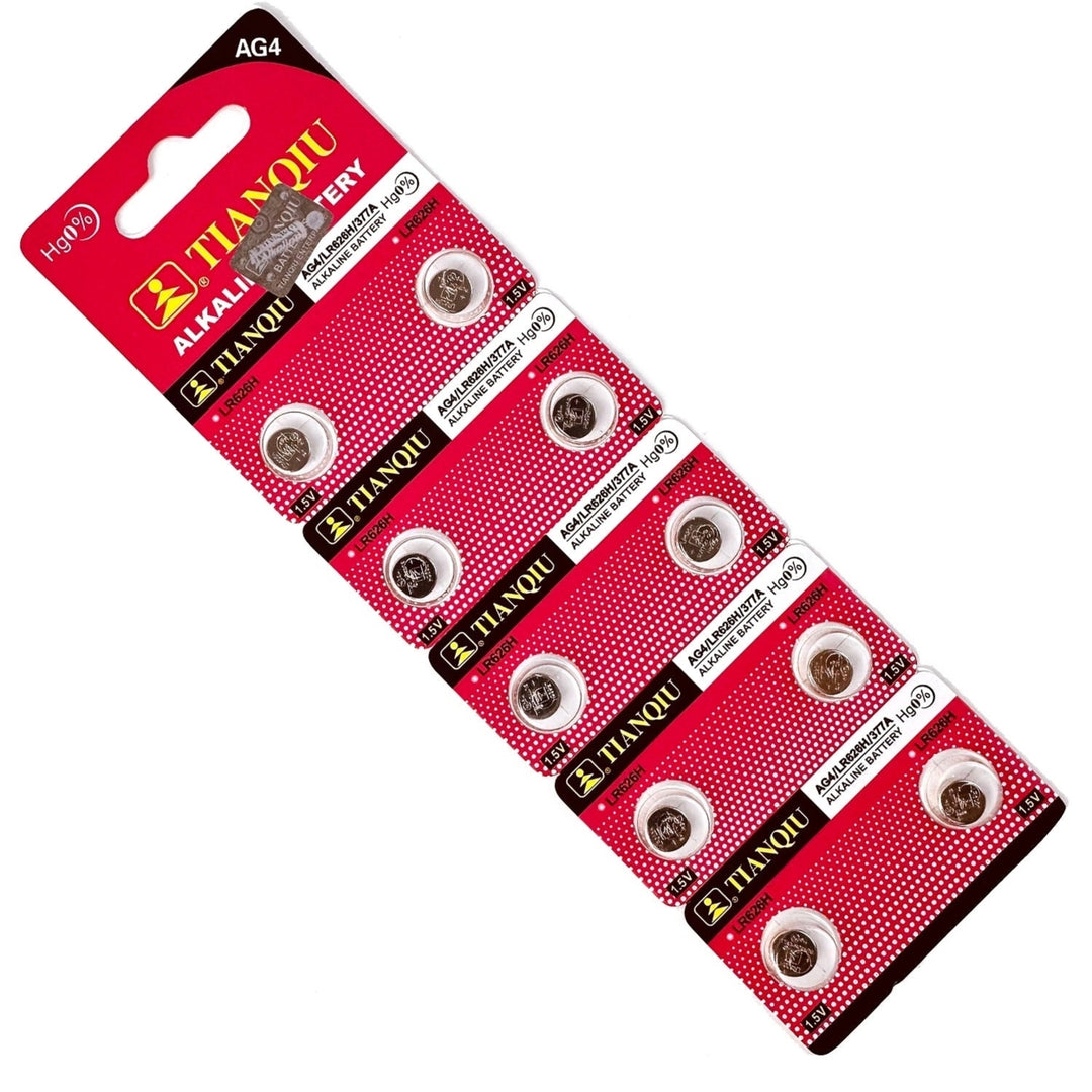 Alkaline Battery 1.5V AG4 377 SR626SW SR626 Batteries for Watches - 10 Pack Image 3