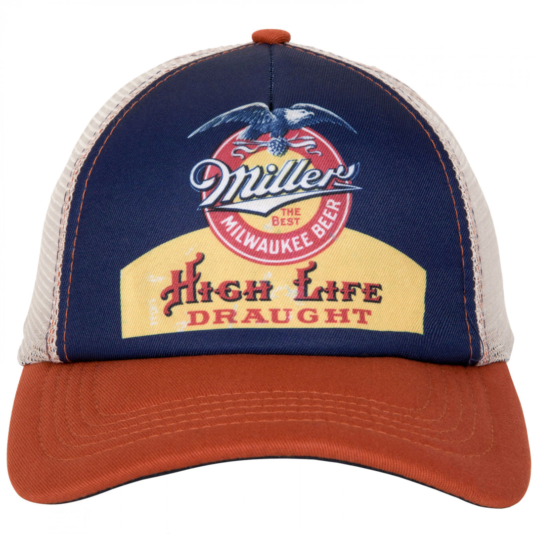 Miller High Life Vintage Label Mesh Back Snapback Hat Image 2