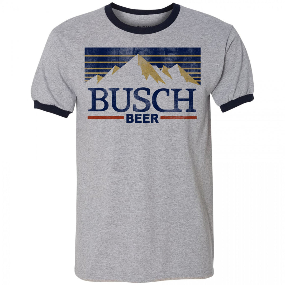 Busch Beer Vintage Distressed Label Ringer T-Shirt Image 1