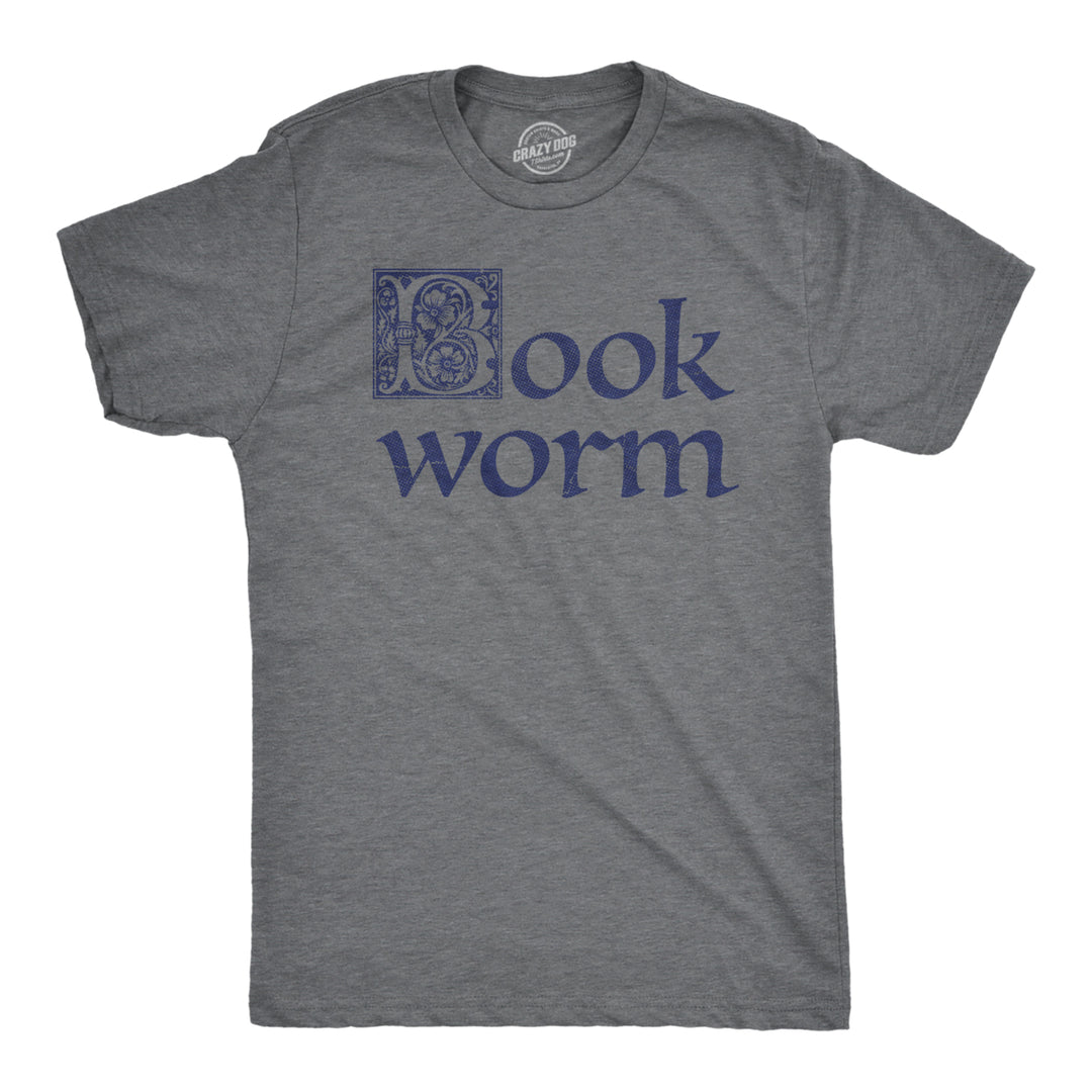 Mens Book Worm T Shirt Funny Literature Reading Lovers Tee For Guys Image 1