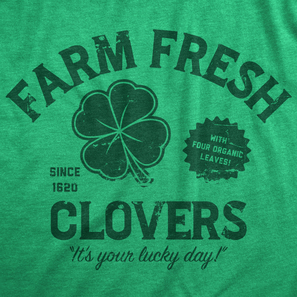 Womens Funny T Shirts Farm Fresh Clovers St Patricks Day Novelty Tee For Ladies Image 2