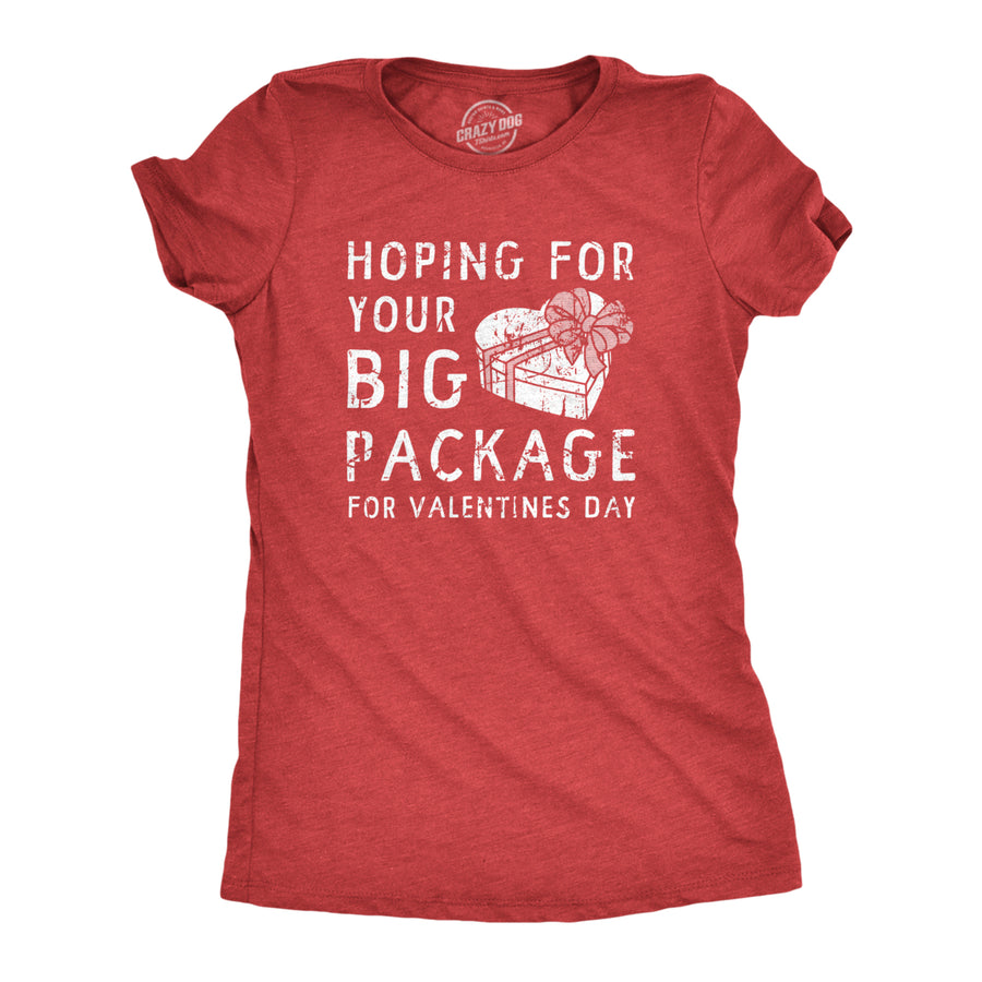 Womens Hoping For Your Big Package Funny Valentines Day T Shirt for Women Image 1