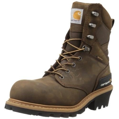 Carhartt Mens 8" Waterproof Composite Toe Leather Logger Boot CML8369 BROWN Image 1