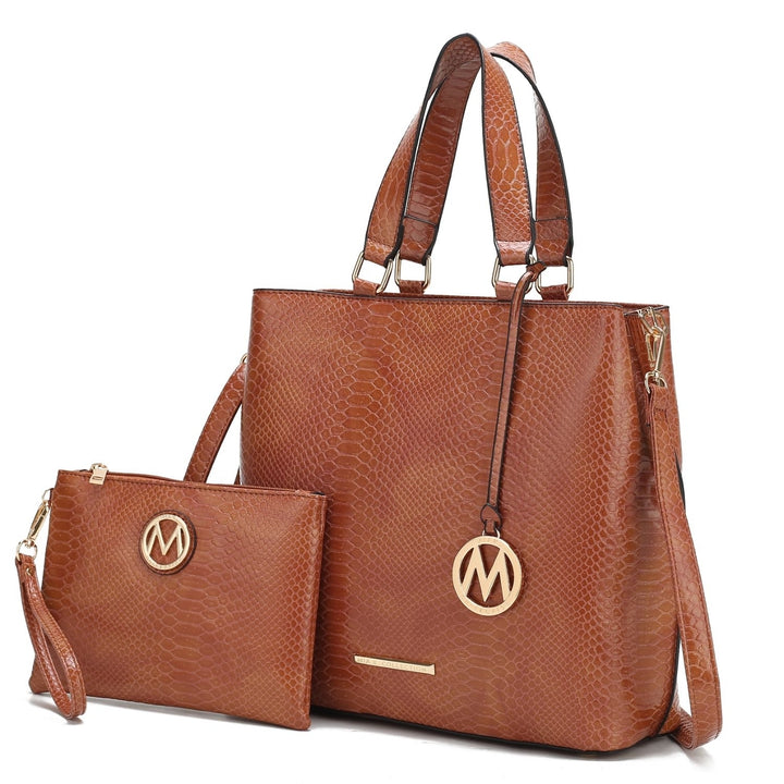 Beryl Snake-embossed Vegan Leather Womens Tote Bag with Wristlet - 2 piecesby Mia K Image 4