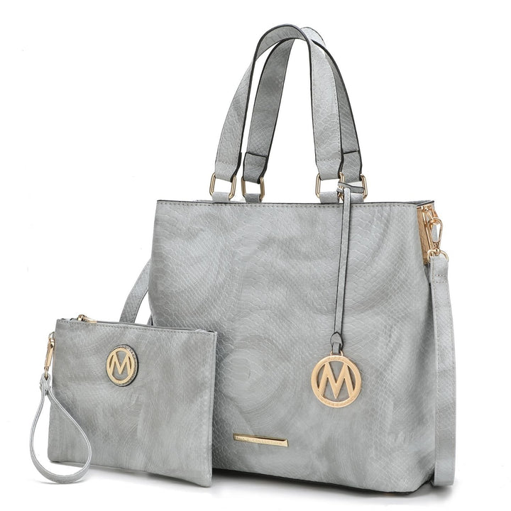 Beryl Snake-embossed Vegan Leather Womens Tote Bag with Wristlet - 2 piecesby Mia K Image 7