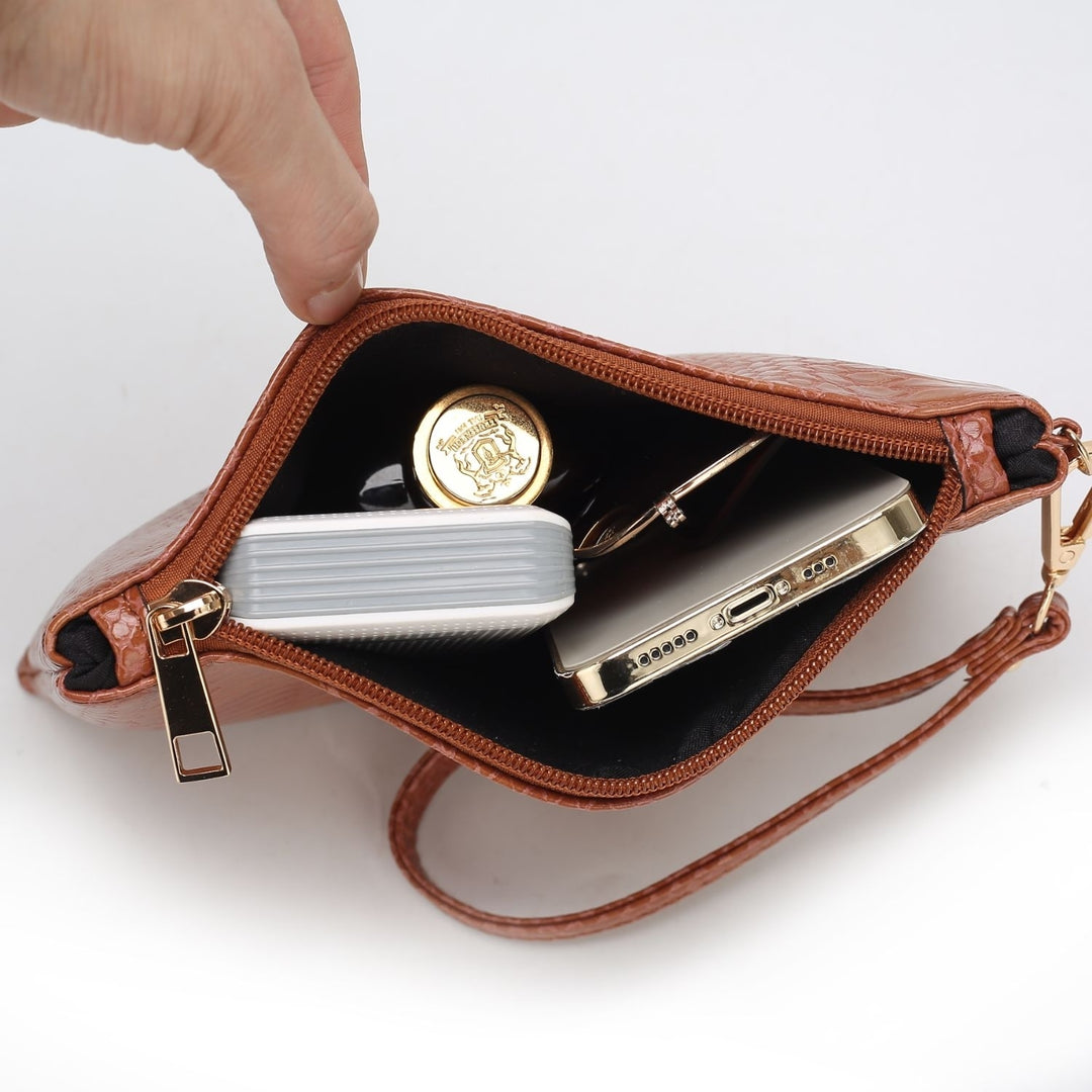 Beryl Snake-embossed Vegan Leather Womens Tote Handbag with Wristlet - 2 piecesby Mia K Image 12
