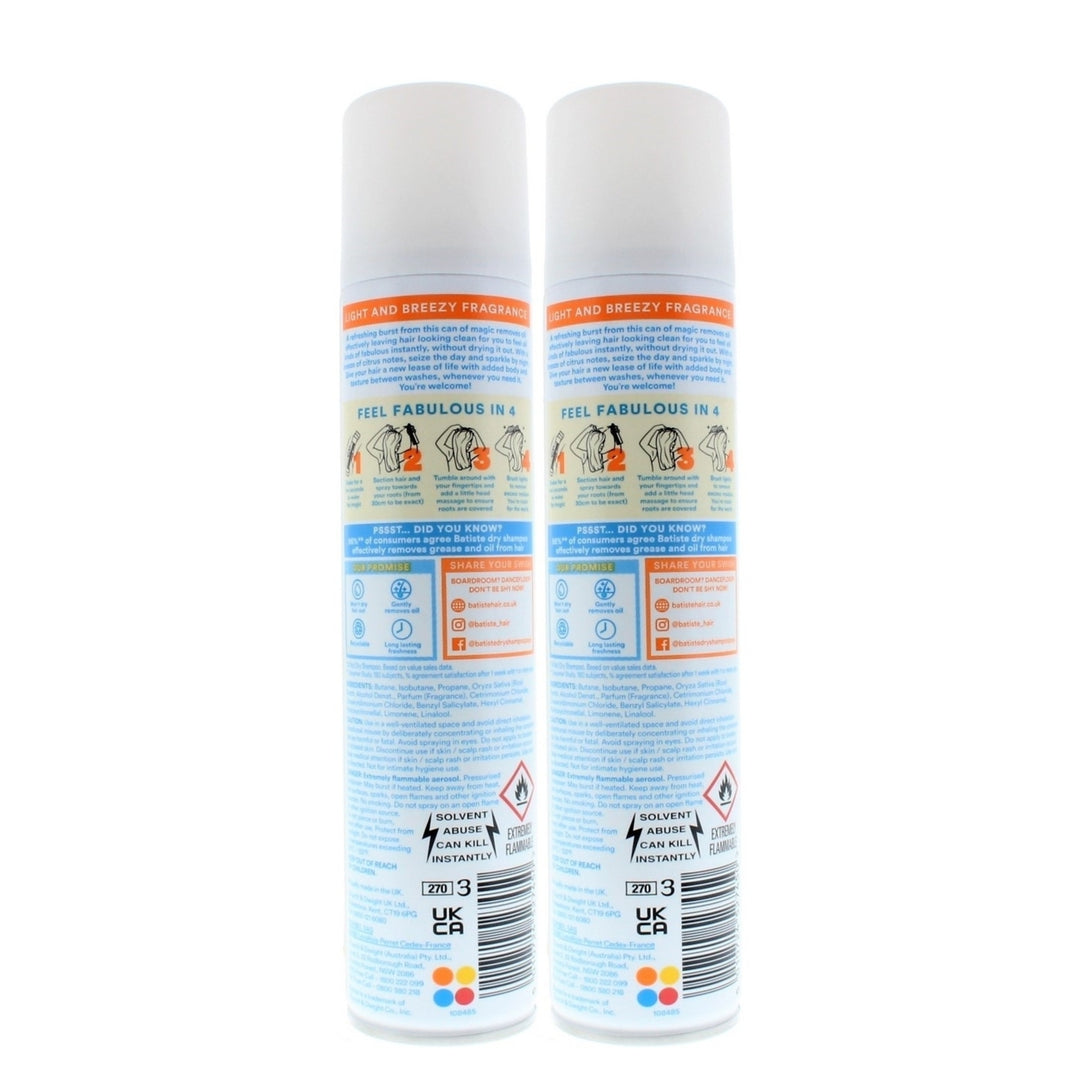 Batiste Instant Hair Refresh Dry Shampoo Fresh Breezy Citrus 200ml/120g (2 PACK) Image 3