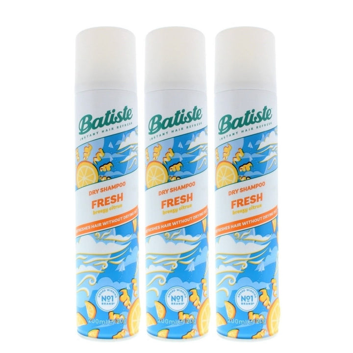 Batiste Dry Shampoo Fresh Citrus 200ml 3 Pack Instant Hair Refresh Oil Control Image 1