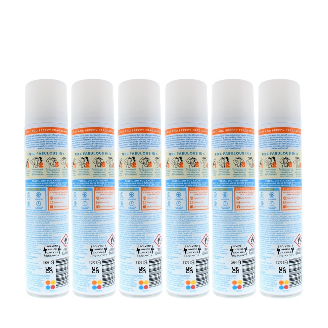 Batiste Instant Hair Refresh Dry Shampoo Fresh Breezy Citrus 200ml/120g (6 PACK) Image 3