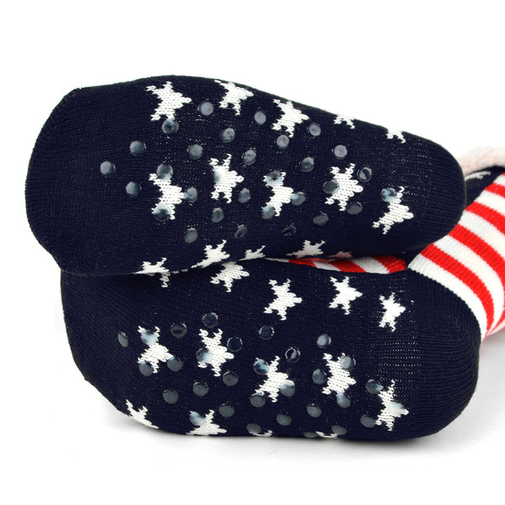 Womens Plush Fleece Lined Sherpa Slipper Socks Stars and Stripes Design Fluffy Socks Warm Socks Fuzzy Socks Image 10