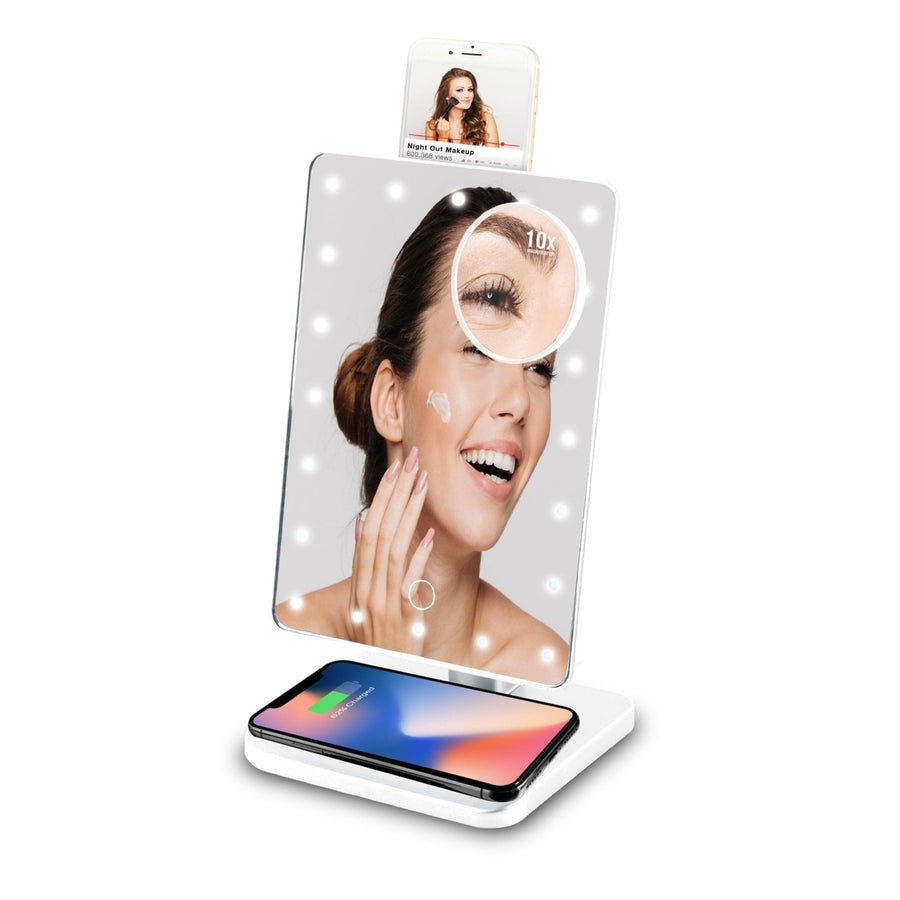 Vivitar Makeup Mirror 10x Magnification 180 degree rotation with Wireless Bluetooth Speakers Image 1
