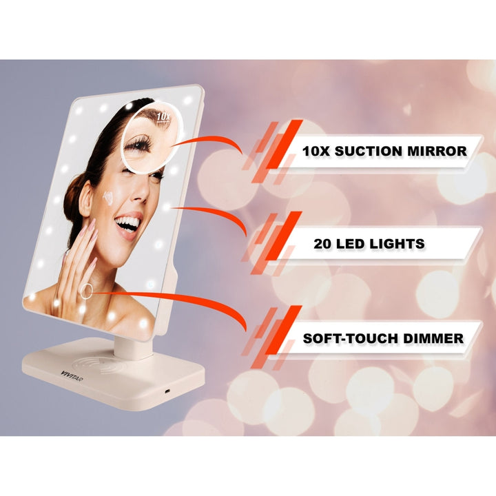 Vivitar Makeup Mirror 10x Magnification 180 degree rotation with Wireless Bluetooth Speakers Image 7