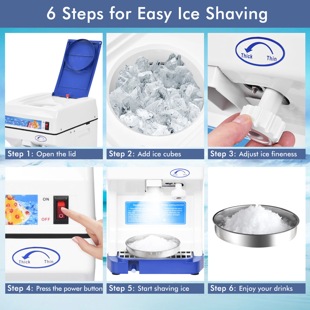 Electric Ice Shaver Machine Tabletop Shaved Ice Crusher Ice Snow Cone Maker Image 4