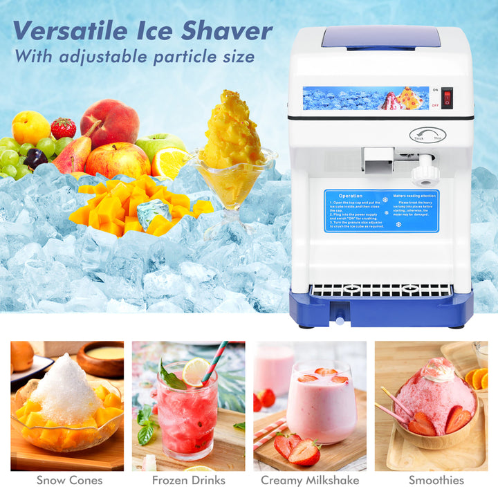 Electric Ice Shaver Machine Tabletop Shaved Ice Crusher Ice Snow Cone Maker Image 6