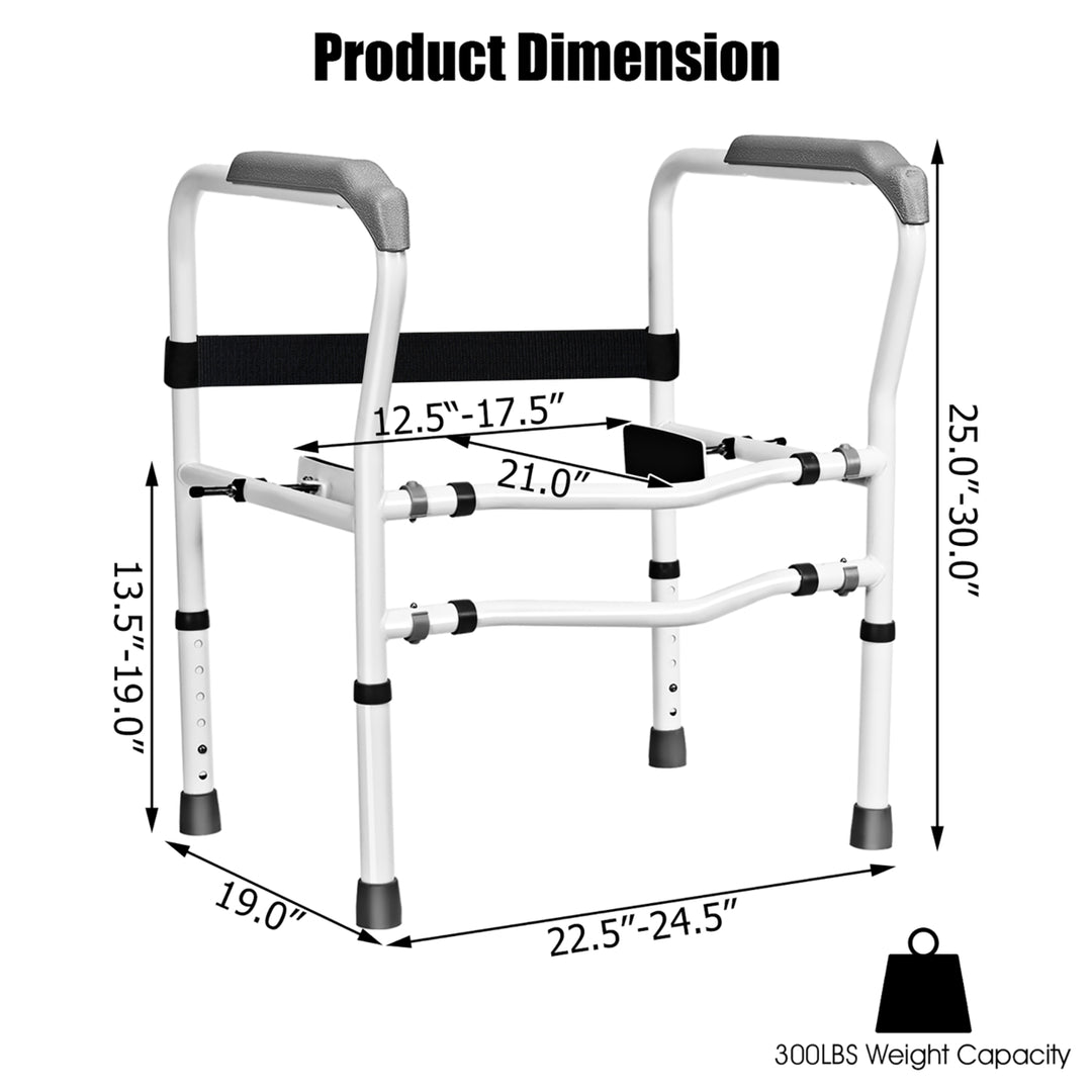 Toilet Safety Frame Stand Alone Toilet Safety Rail w/ Adjustable Height and Width Image 7