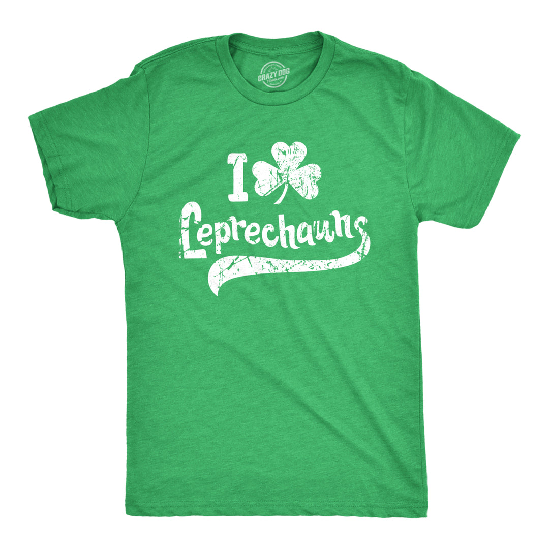 Mens I Clover Leprechauns T Shirt Funny Saint Patricks Day Cool Irish Patty Tee Image 1