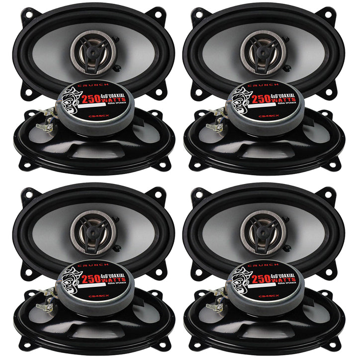 Crunch CS46CX 4x6 Coaxial Speakers Pack of 4 250W Max Neo-Mylar Tweeters Image 1