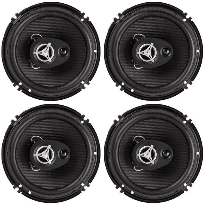 Power Acoustik Reaper 6.5" 3 Way Speakers 400 Watts Pack of 4 Carbon Fiber Cone Image 1